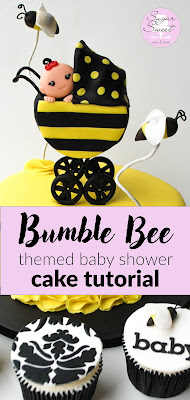 Bumble Bee Themed Baby Shower Cake and Cupcake Tutorial