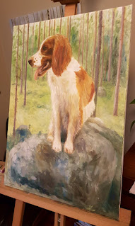 Oil painting of Elmo dog - Koiran muotokuva - Aija Saukkonen