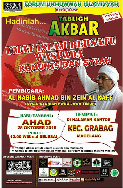 Hadirilah Tabligh Akbar "Umat Islam Bersatu Waspada Komunis dan  Syiah" di Magelang