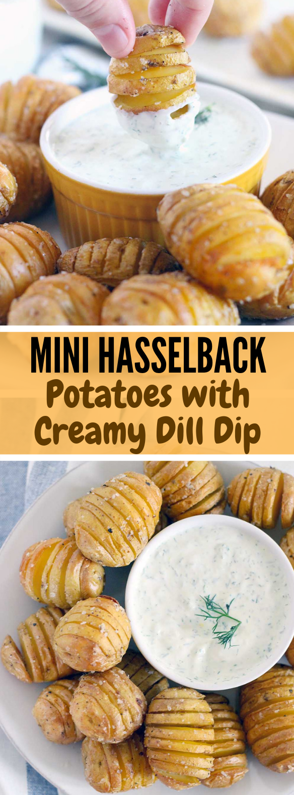 MINI HASSELBACK POTATOES WITH CREAMY DILL DIP #ThanksgivingMeal #dinnerparty