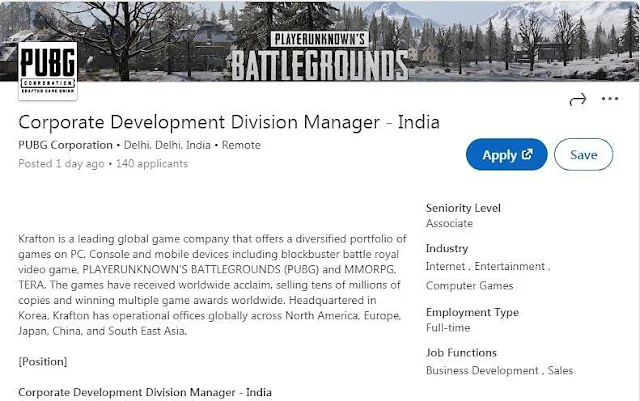 PUBG Mobile drops major hint about relaunch in India with LinkdIn job posting