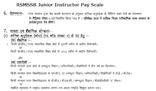 RSMSSB Junior Instructor Salary Pay Scale