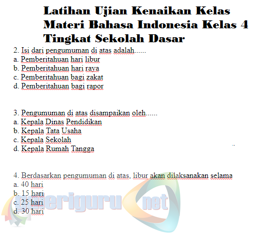 Konsep 10+ Contoh Soal Pilihan Ganda Bahasa Indonesia ...