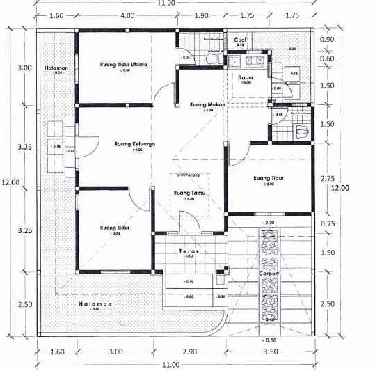  Contoh  Gambar Denah Rumah  3  Kamar  Tidur Minimalis  Paling 