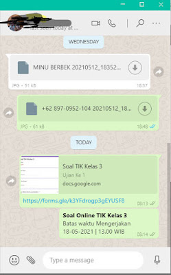 Membagikan soal online di whatsapp