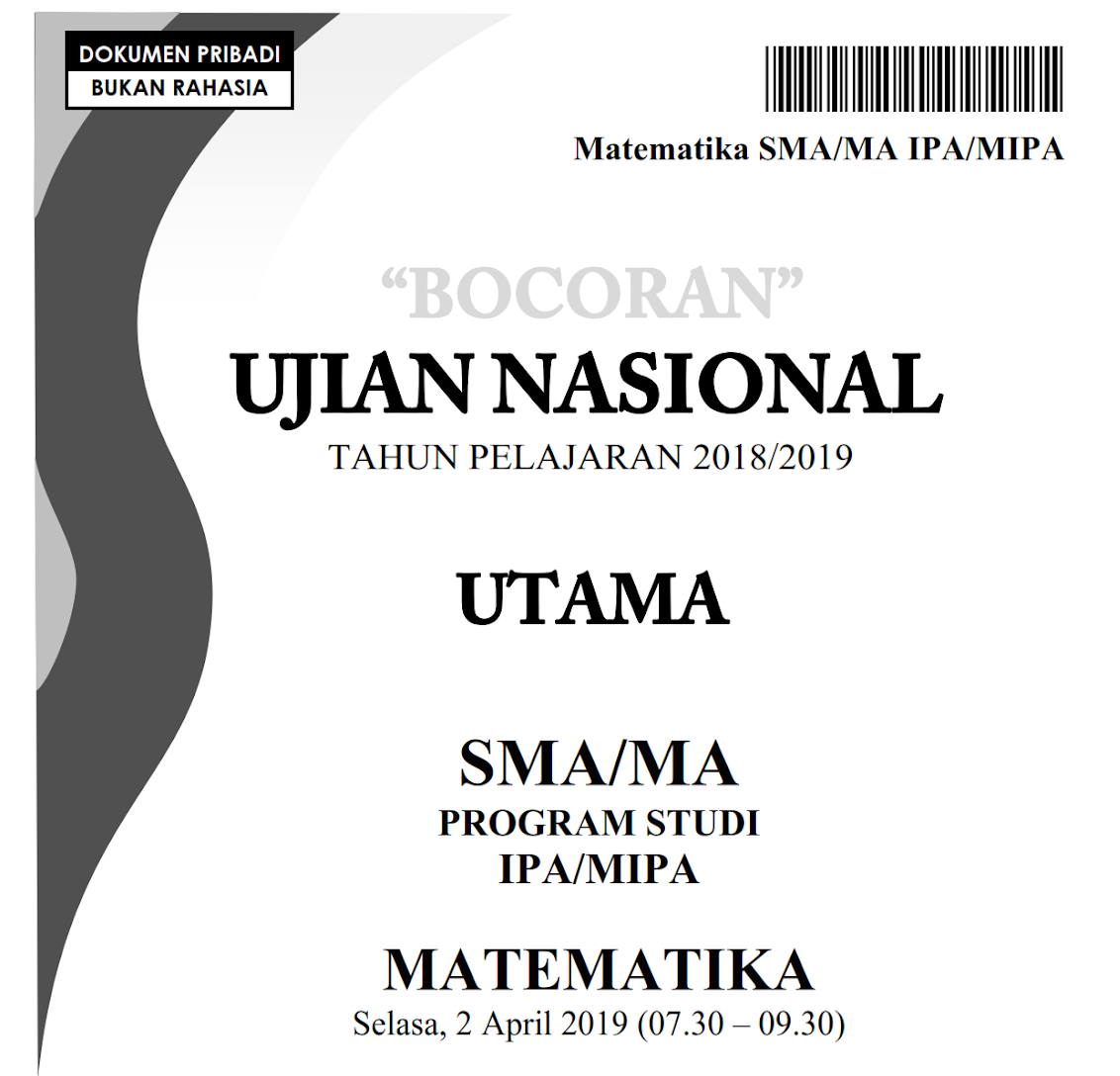 Sup Pdf Sup Bocoran Soal Un Matematika Ipa Sma 2019 Unbk Sma