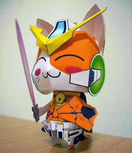 Anime Cat Gundam Kyrios Papercraft
