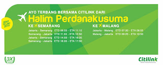 Citilink Dari/Ke Bandara Halim Perdanakusuma- semarang dan malang