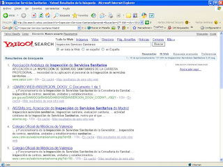 Resultado 3.º de búsqueda en Yahoo, el 10/03/07, de Inspeccion Servicios Sanitarios.