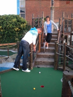 Christopher plays a tricky second shot on the Victory Trail course