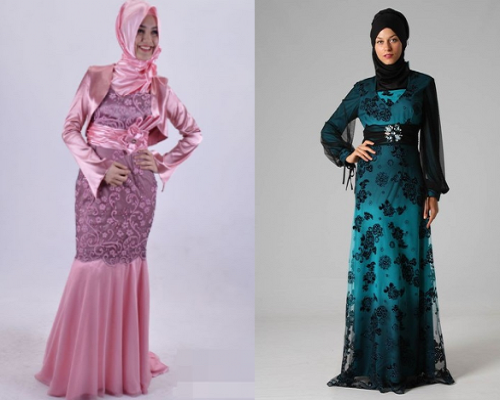  Model baju brokat terbaru  muslim terusan kombinasi batik 