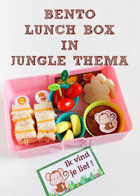 Bento box maken, hoe maak je een bento box, bento prikkers, bento prikkers zelf maken, bento lunch maken, bento voor school, bento printables, jungle printables, broodtrommelbriefjes, briefje voor in de broodtrommel