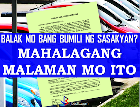 You probably hear the term "deed of sale".  It could define whether your transaction of selling or buying a motor vehicle can be smooth and hassle free or the other way around. Just a piece of paper but plays a very important role in these kind of transactions. You need to pay extra attention to save yourself from lawsuits in the future.    What is a deed of sale?  Deed of sale is a document showing sale of personal property. The deed of sale is a legal, binding document proving that both buyer and seller have reached an agreement of sale or purchase of an movable property.               In case of a motor vehicle sale,the deed of sale should indicate the details of the vehicle such as make, color, body type, plate number, model, and engine number. A deed of sale should  also include personal details of the seller such as the full name, marital status, address, and how much the vehicle should be sold. Moreover, details about the buyer such as full name and address will also be written in the document and signed by both parties. Most importantly,this should be notarized by a lawyer.  On the legal basis, the buyers are required to register the vehicle at the Land Transportation Office (LTO) once it changes ownership. However, a practice wherein the details of the buyer are left blank  exists, which is called an open deed of sale.   For those who are in the car buy and sell business, it is always handy because it saves them time and money to have a vehicle registered only to sell it after a while.      Just a friendly reminder, if you are planning on venturing to selling or buying  cars, avoid using an open deed of sale at all times.  Although it may serve as a binding contract between the buyer and seller, the vehicle will technically remain in the ownership of the seller until the buyer decides to register it under their name.  It means that the seller will be responsible in case the buyer gets involved in a hit and run accident or similar cases.  If you are on the buying side, the deed of sale must be settled as soon as possible to get full ownership and save yourself from the hassle of finding the previous owner. You don't want to have such problems in the future, right?   It's just one of the important things you should be aware of when buying a pre-owned car. It could minimize the time you spend to settle your documents while keeping yourself away from any trouble with your hard-earned money and your reputation at stake.   RECOMMENDED:  BEFORE YOU GET MARRIED,BE AWARE OF THIS  ISRAEL TO HIRE HUNDREDS OF FILIPINOS FOR HOTEL JOBS  MALLS WITH OSSCO AND OTHER GOVERNMENT SERVICES  DOMESTIC ABUSE EXPOSED ON SOCIAL MEDIA  HSW IN KUWAIT: NO SALARY FOR 9 YEARS  DEATH COMPENSATION FOR SAUDI EXPATS  ON JAKATIA PAWA'S EXECUTION: "WE DID EVERYTHING.." -DFA  BELLO ASSURES DECISION ON MORATORIUM MAY COME OUT ANYTIME SOON  SEN. JOEL VILLANUEVA  SUPPORTS DEPLOYMENT BAN ON HSWS IN KUWAIT  AT LEAST 71 OFWS ON DEATH ROW ABROAD  DEPLOYMENT MORATORIUM, NOW! -OFW GROUPS  BE CAREFUL HOW YOU TREAT YOUR HSWS  PRESIDENT DUTERTE WILL VISIT UAE AND KSA, HERE'S WHY  MANPOWER AGENCIES AND RECRUITMENT COMPANIES TO BE HIT DIRECTLY BY HSW DEPLOYMENT MORATORIUM IN KUWAIT  UAE TO START IMPLEMENTING 5%VAT STARTING 2018  REMEMBER THIS 7 THINGS IF YOU ARE APPLYING FOR HOUSEKEEPING JOB IN JAPAN  KENYA , THE LEAST TOXIC COUNTRY IN THE WORLD; SAUDI ARABIA, MOST TOXIC   "JUNIOR CITIZEN "  BILL TO BENEFIT POOR FAMILIES