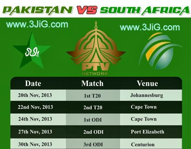 Pakistan Tour to South Africa Schedule 2013 - Match Time ...