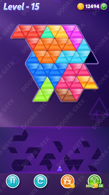 Block! Triangle Puzzle 12 Mania Level 15 Solution, Cheats, Walkthrough for Android, iPhone, iPad and iPod