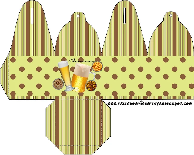 Cerveza, papas fritas y maní: cajas para imprimir gratis. 