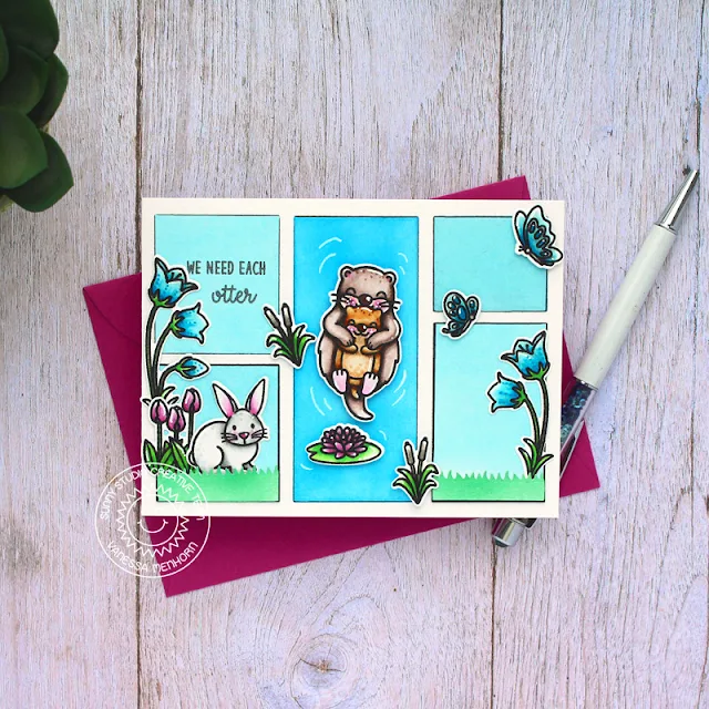 Sunny Studio Stamps: My Otter Half Country Scenes Comic Strip Everyday Dies Easter Wishes Card by Vanessa Menhorn