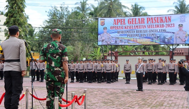 Polres Aceh Timur Laksanakan Apel Gelar Pasukan Operasi Keselamatan Seulawah 2023