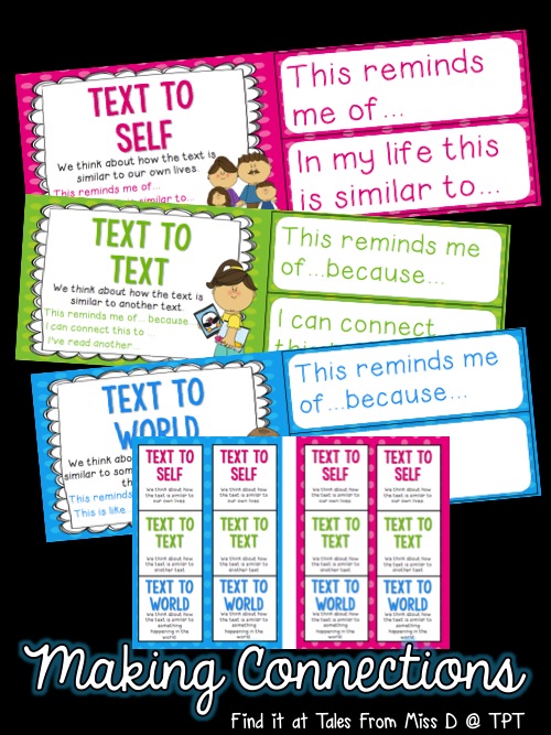 http://www.teacherspayteachers.com/Product/Super-Six-Comprehension-Strategies-Making-Connections-1432954