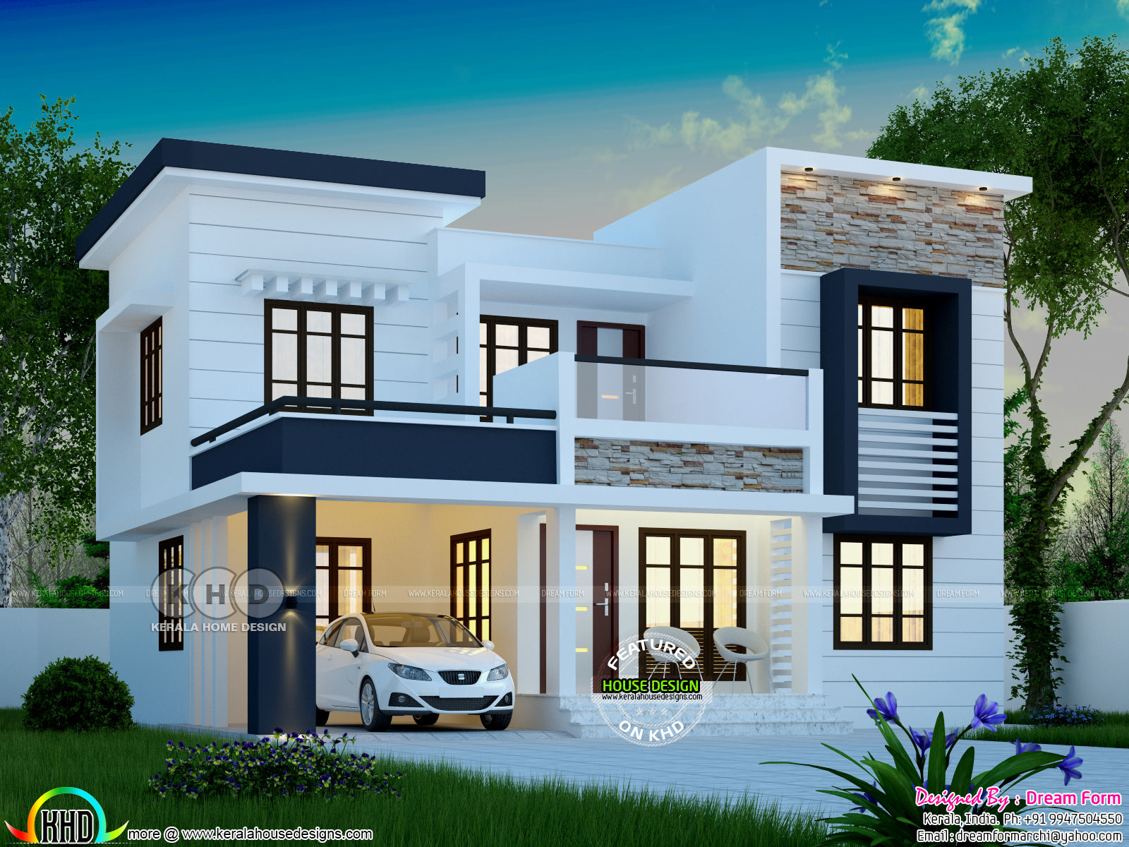 1748 square feet modern 4 bedroom house plan  Kerala home  