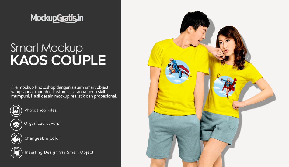 Download Mockup Kaos Couple Gratis PSD File | MockupGratis.in - Download PSD Mockup Gratis