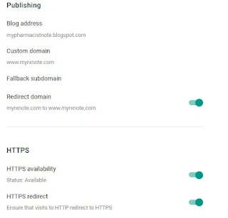 Publishing Section of Blogger Dashboard