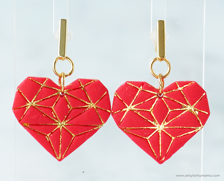 Gold Foil Geometric Heart Earrings