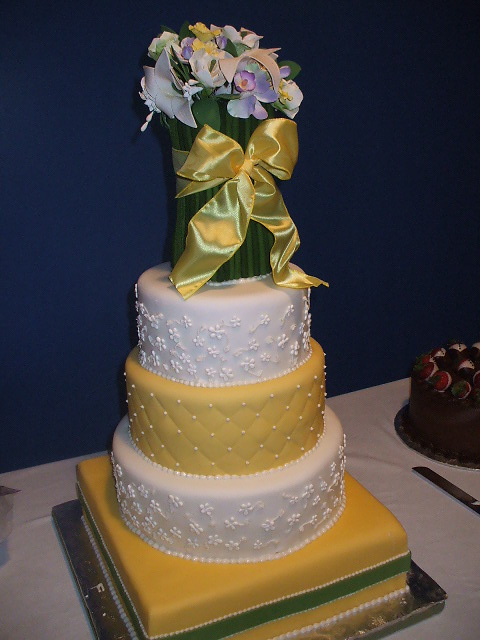 yellow flowers wedding cake. She wanted a wedding cake that