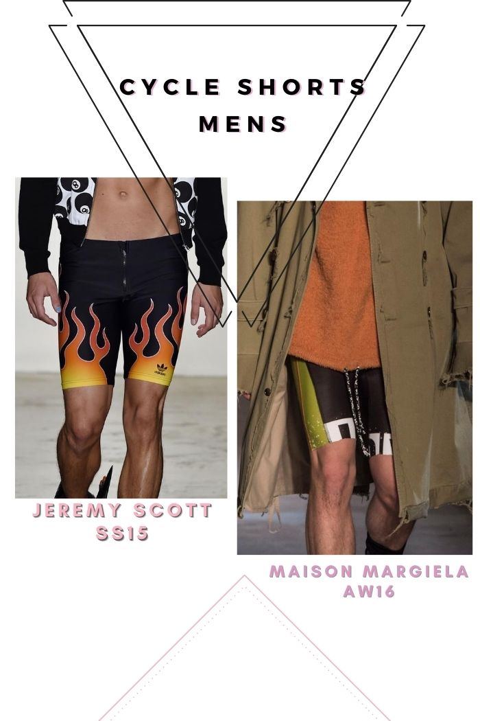 Jeremy Scott ss15 biker shorts with flames Maison Margiela AW16 Cycle shorts