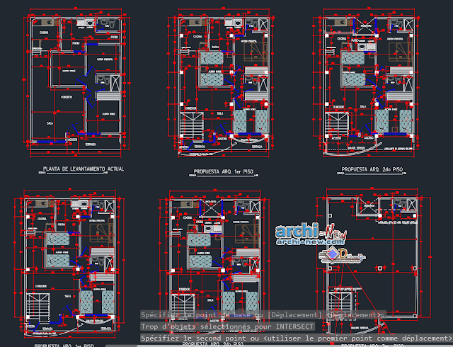 Family housing 3 levels in AutoCAD 