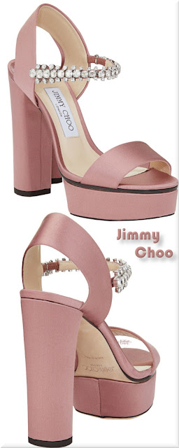 ♦Jimmy Choo Santina pink satin platform sandal #jimmychoo #shoes #pantone #pink #brilliantluxury