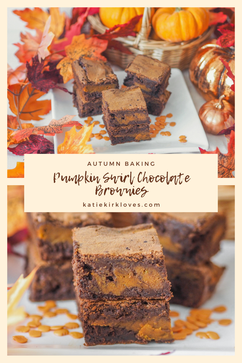 PIN IT!, Pinterest Baking, Pinterest Recipes, Pumpkin Swirl Chocolate Brownies, Food Blogger, Katie Kirk Loves, Autumn Recipe, Fall Recipe, Autumn Baking, Pumpkin Spice Recipe, Chocolate Brownie Recipe, UK Baking Blog, Pumpkin Spice Brownies, Pumpkin Spice Baking