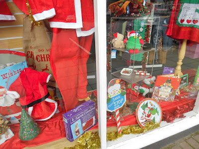 A Christmas 2016 window display in a Brigg shop - during July. Picture on Nigel Fisher's Brigg Blog