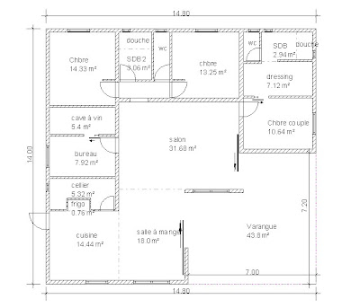 Plans de maison à construire Plans de construction  - plan maison 5 chambres plain pied