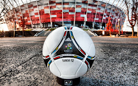 Official Euro 2012 Cup Matchball Tango 12 and Warsaw Stadium HD Wallpaper