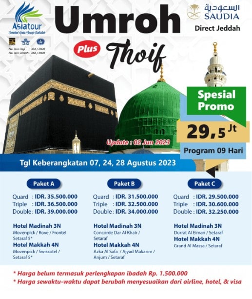 paket umroh plus thaif agustus 2023 asia tour