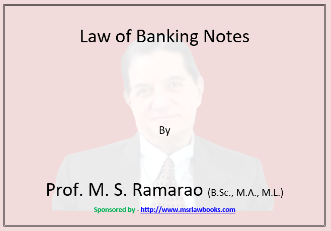 Law of Banking Notes | Sponsored by MSR Law Books