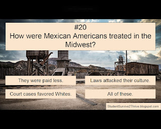 How were Mexican Americans treated in the Midwest? Answer choices include: They were paid less. Laws attacked their culture. Court cases favored Whites. All of these.