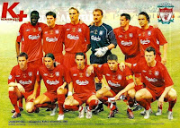 LIVERPOOL F. C. - Liverpool, Inglaterra - Temporada 2004-05 - Djimi Traore, Xabi Alonso, Sami Hyypia, Jerzy Dudek, Jamie Carragher, Harry Kewell; Stephen Finnan, Milan Baros, Luis Garcia, Steven Gerrard, y John Arne Risse - LIVERPOOL F. C. 3 (Gerrard, Smicer y Xabi Alonso) A. C. MILAN 3 (Maldini y Hernán Crespo 2) - Gana el Liverpool en los penaltys: 3 (Hamann, Cissé y Smicer) a 2 (Tomasson y Kaká) - 25/05/2005 - UEFA Champions League, final - Estambul (Turquía), Estadio Olímpico Atatürk - El LIVERPOOL gana su 5ª Copa de Europa, levantando un 3-0 en contra en el 2º tiempo