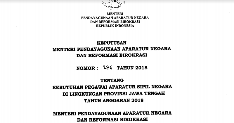 Rincian Formasi CPNS Provinsi Jawa Tengah (Jateng) Tahun 2019