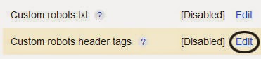 Custom Robots Header tags di Blogger