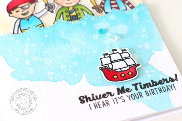 Sunny Studio Stamps: Pirate Pals Boy Themed Pirate Birthday Card by Nancy Damiano