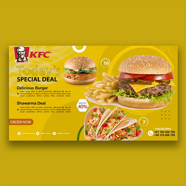 Burger and Shawarma Fast Food Social Media Banner Template PSD File Free Download