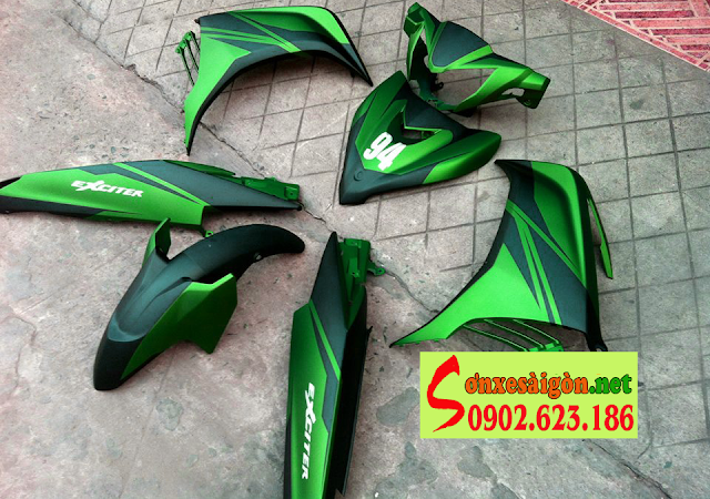 Mẫu sơn xe Exciter 2011 phối màu xanh lá đen nhám cực đẹp