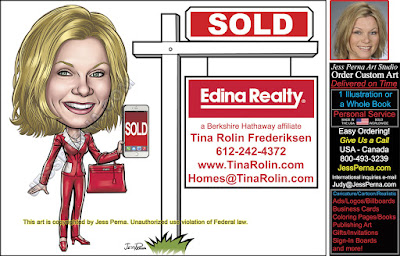 Edina Realty Sold Sign Caricature Business Card