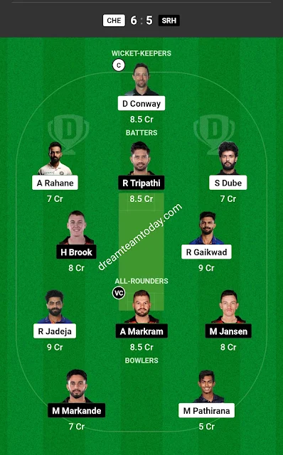 CSK vs SRH today Match dream11 Prediction 1