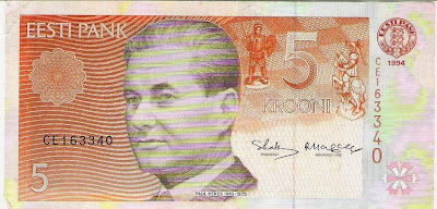 Paul Keres en un billete de Estonia de 1994