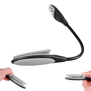 Portable clip-on book light led flexible and lightweight clamp for reading travel lamp hown - store