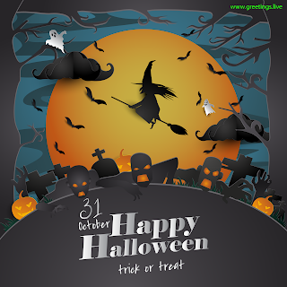 Happy Halloween Day 2019 Greetings Images Paper Cut theme.