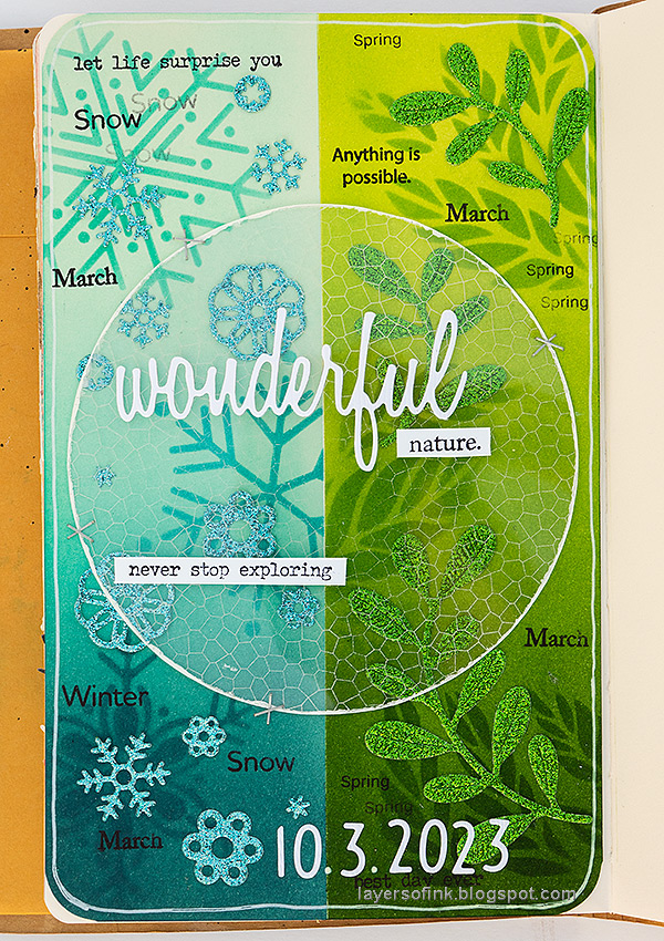 Layers of ink - March Weather Art Journal Page by Anna-Karin Evaldsson.